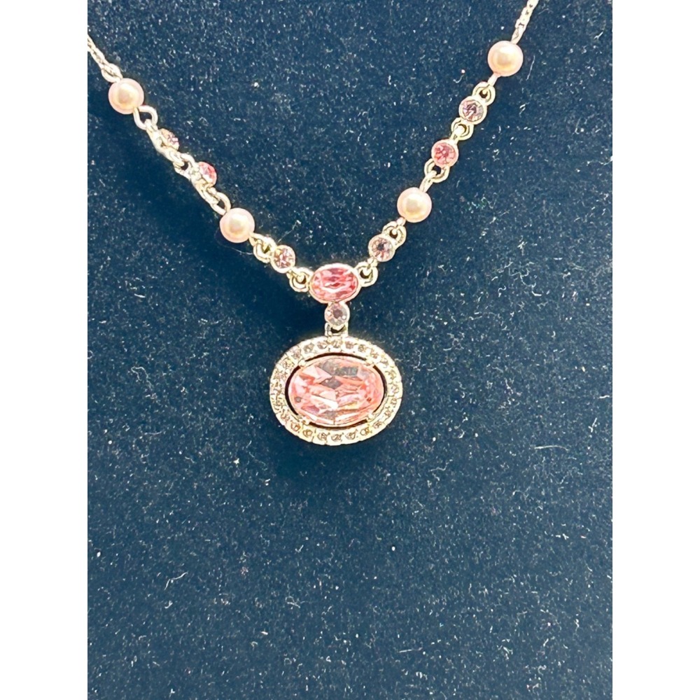 GIVENCHY Pave &‎ Pink Crystal Gold Plated Lariat Necklace 14" + 3" Extender